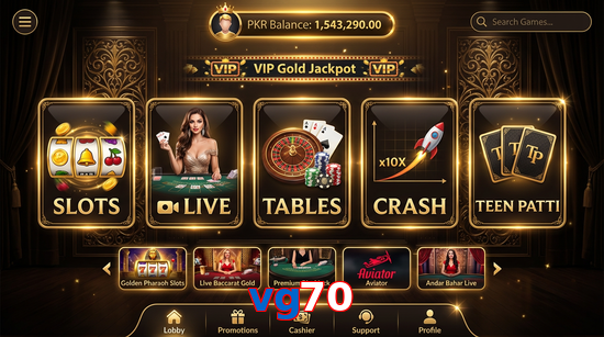 Main screen of Vg70 casino page for PK players